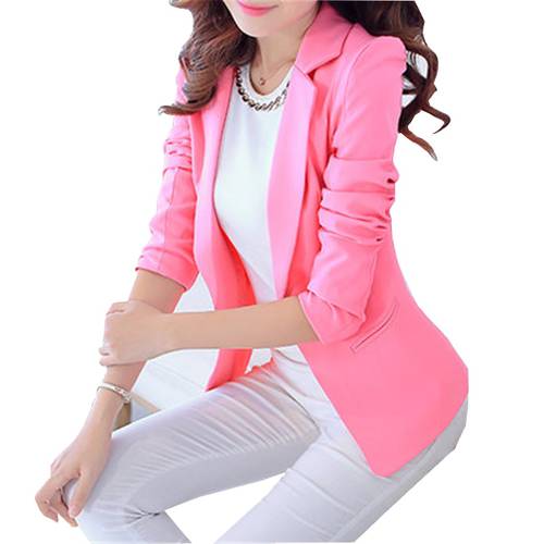 Women Blazers And Jackets Suit Spring Autumn Fashion Single Button Blaser Female White /Black /Pink /Blue Ladies Blazer Femme