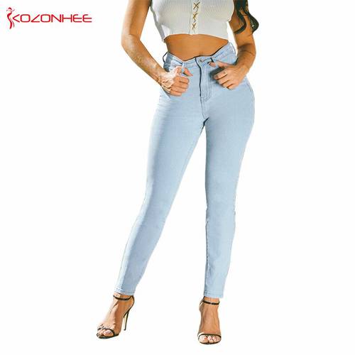 Fashion Basis Stretch Jeans With High waist Women Elasticity Tight Skinny Pencil Women Jeans 29