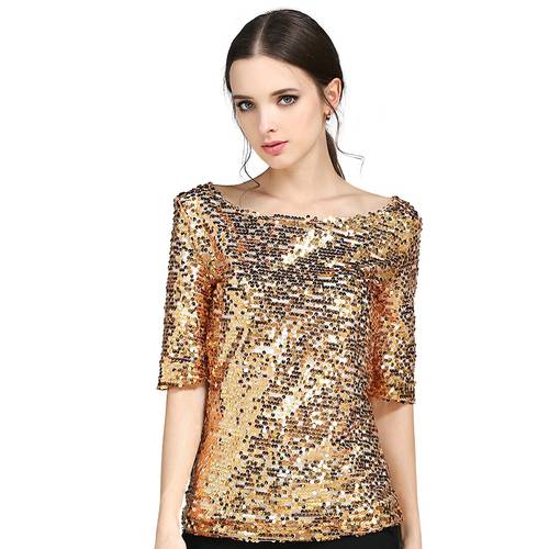 2020 New Women Blouses Fashion Sequin Embroidered Half-sleeved Loose Blouse Casual Shirt Plus Size S-5XL