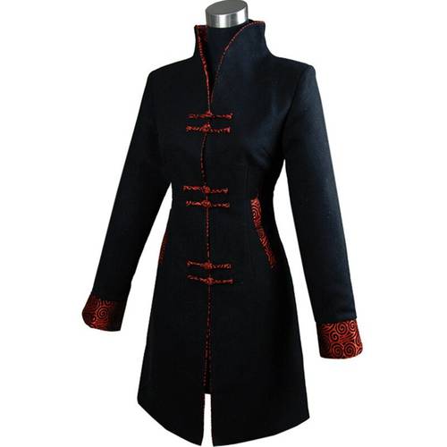 New Fashion Black Traditional Winter Chinese Women&39s Cashmere Long Jacket Coat Outerwear Size M L XL XXL XXXL 4XL Free Shipping