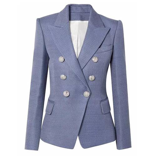 EXCELLENT QUALITY 2020 Stylish Designer Blazer for Ladies Double Breasted Lion Buttons Blazer Jacket