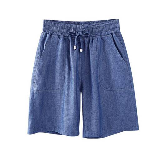 Summer Oversized Jeans Shorts 2022 Casual Drawstring Denim Shorts With Pockets Cowboy Straight Jeans Shorts Women