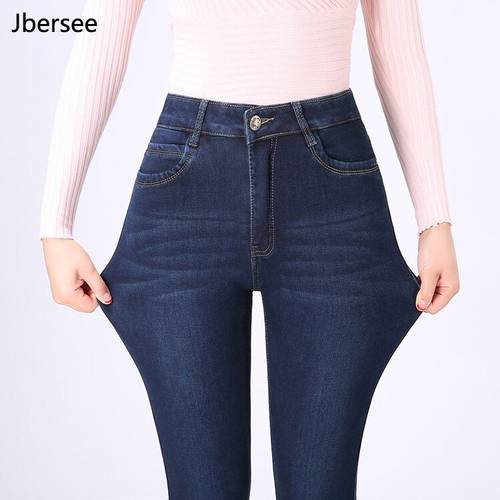 Jbersee High Quality Velvet Warm Thick Jeans Woman Autumn Winter High Waist Plus Size Straight Jeans Stretch Women&39s Jeans