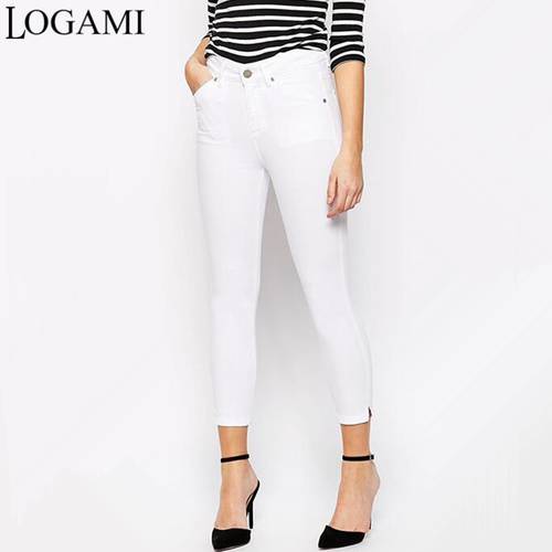 LOGAMI Skinny Jeans Woman High Waist Womens Jeans Denim Ladies Elasitc Pencil Jean White Spring 2018