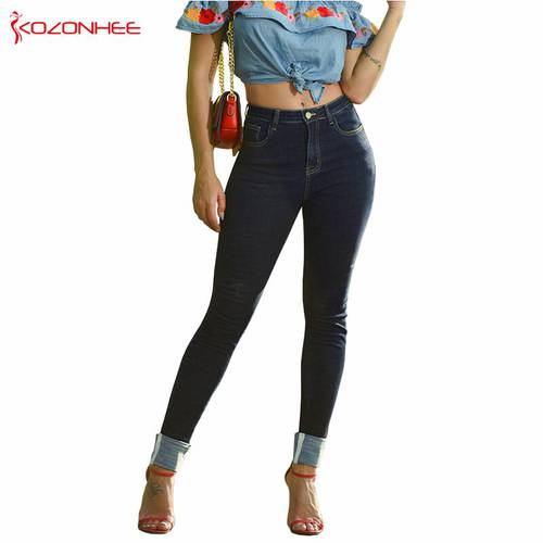 Fashion Basis Stretch Jeans With High waist Women Elasticity Tight Skinny Pencil Women Jeans 29