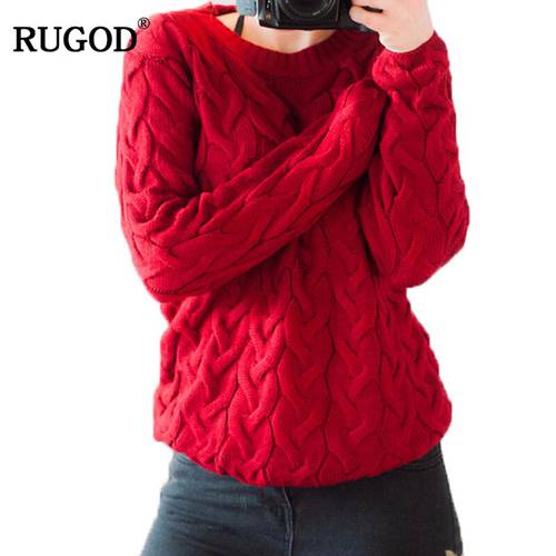 RUGOD Women 2021 Spring Twisted Knitted Sweaters and Pullovers Spring Winter Loose Knitwear O Neck Long Sleeve Sweter mujer