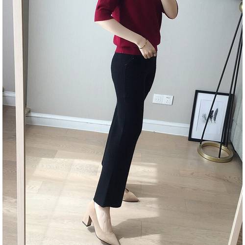 2019 Spring Autumn Lady Casual Knit Cashmere Pants Full Length Fashion Lace-up High Waist Wool Pants With Pockets High Quality