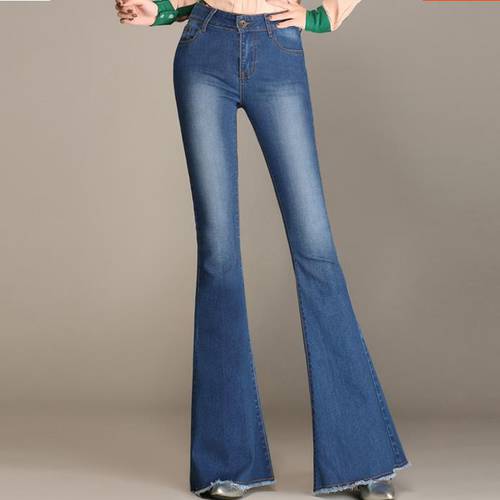 2022 new wide legs jeans female high waist stretch women casual trousers flare pants