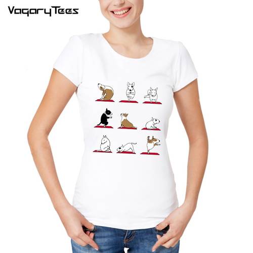 2022 New Funny Shirt Women Bull Terrier T-Shirt novelty fitness clothing Short Sleeve Round Neck Printed Summer Top