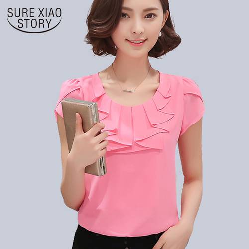 summer 2022 new fashion women tops Short sleeved chiffon women clothing Korean elegant blouse loose female shirt 861C 25