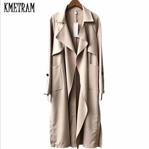 KMETRAM 2020 New Spring Autumn Khaki Fashion Elegant Trench Coat For Women Middle Long Casaco Feminino Women&39s Windbreaker HH969