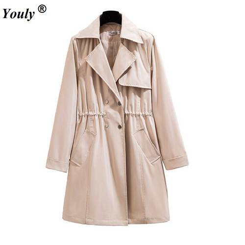 Autumn Winter Women Trench Coat 2021 Casual Loose Medium Long Outerwear Brand Classic Breasted Trench Coat Office Ladies Trench
