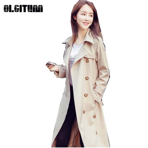 New Arrival Women&39s Trench Coat High Quality Slim Windbreaker for Female Solid Elegant Long Lady Trench TR111
