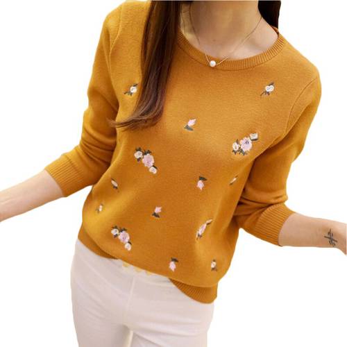 2021 Autumn Sweater Women Embroidery Knitted Winter Women Sweater And Pullover Female Tricot Jersey Jumper Pull Femme Sweaters