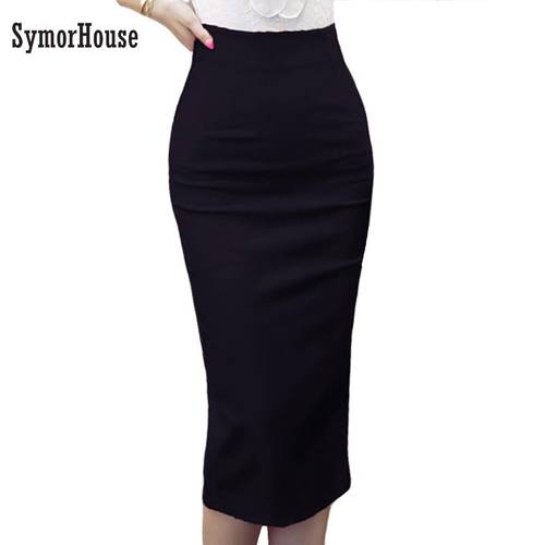 High Waist Pencil Skirts Plus Size Tight Bodycon Fashion Women Midi Skirt Red Black Slit Womens Skirt Fashion Jupe Femme 5XL