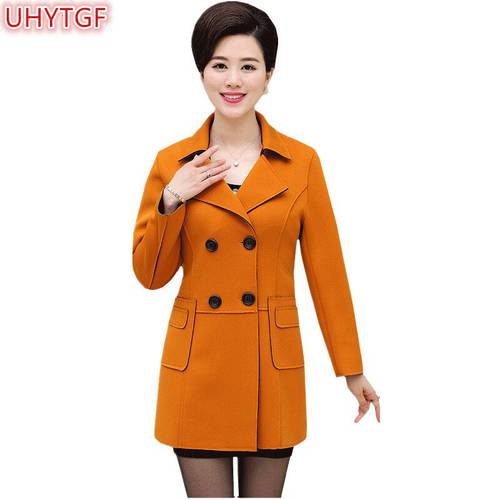 UHYTGF 2018 Spring Autumn Trench Coat Womens clothing Double-breasted Half Fashion Loose Casual Windbreaker Coats Long sleeve 42