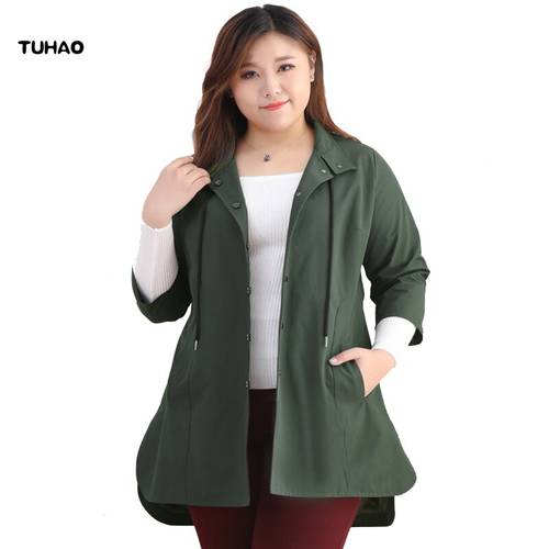 TUHAO Plus Size 10XL 9XL 8XL Trench Coat for Women Casual Coat WomenOvercoat OFFICE LADY Big Sizes Clothing for Femme MS