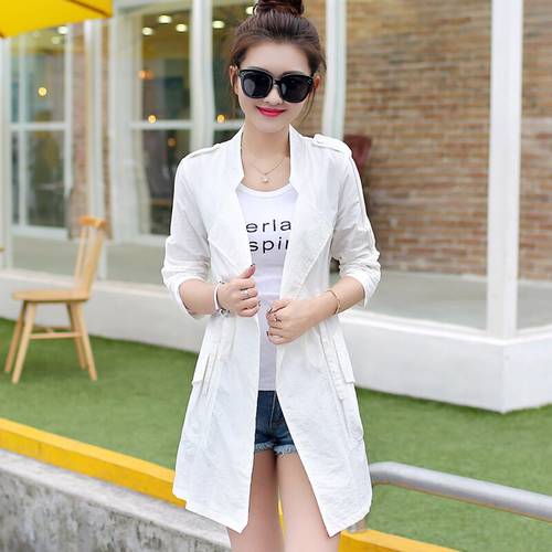 Summer new Slim long section of thin section air-conditioned shirt sun protection clothing women windbreaker jacket