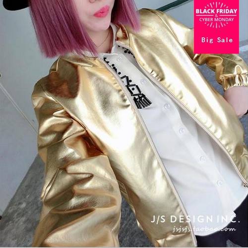 Wholesale 2020 new fashion Harajuku Europe solid gold silver color uniform coat female short paragraph jacket w547