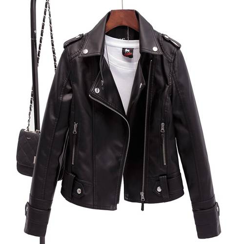Female jacket washed PU leather jacket soft leather coat slim women&39s jackets fashion casual motorcycle jacket woman clothing