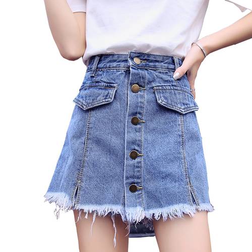 Skirt Shorts Women Denim Short 2019 Fashion Summer Wear Skirts High Waist Short Jeans Female Button S-XXL Trousers Jean
