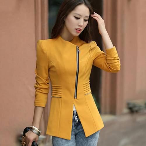 Spring Autumn Fashion Women Blazer Long sleeve Jacket Suit Casual Coat Short Slim Fit Outerwear Blaser Work Wear