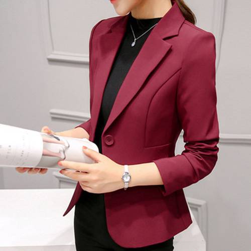 Ladies Blazers 2018 New Fashion Single Button Blazer Women Suit Jacket blue/wine red/pink/black/white casual Blazer Female