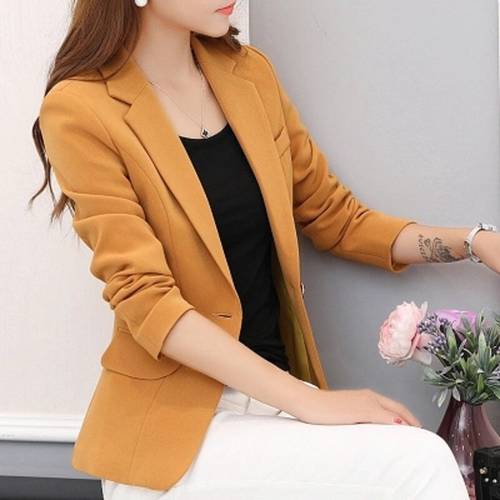 Hot Women Long Sleeve Single Button Blazers Outwear 2020 Spring Autumn Elegant Ol Style Pink Female Black Suit Blazers Y863