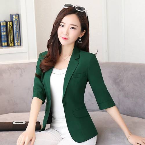 2022 Women Work Business Solid Single Button Notched Collar Largest Size 4XL Female Green blazers and jackets Tops Y324