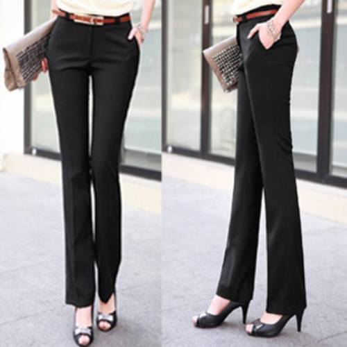 Fashion New Women Pants Straight Flares Slim High Waist Formal Trousers for Woman Female Plus size Ladies Pants Office Lady Wear