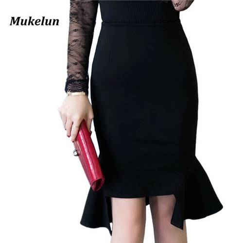 S-5XL Women Pencil Skirt Oversized 2022 New Fashion Midi Skirt Casual Elegant Stretch Fabrics OL Mermaid Skirt Red Black