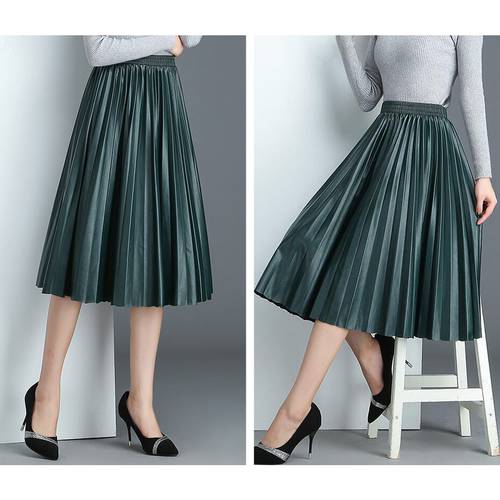 2022 8 Colors Available Spring New Arrival Ladies Skirts Organ Pleated Skirt Elegant High Waist Leather Skirt Free Shipping