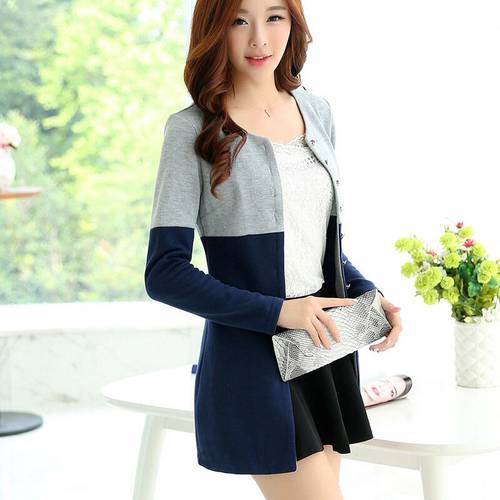 Spring and Autumn large size ladies fall autumn fat sister was thin long casual jacket