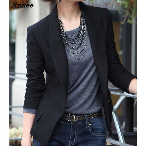 Fashion Autumn Women Basic Black Jacket Long Sleeve Slim Coat Casual Outwear chaquetas mujer S-XXXL Xnxee