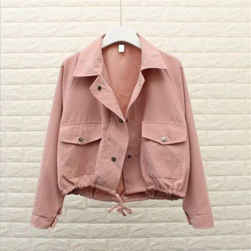 2022 Spring Autumn New Women Jacket Loose Pocket Casual Cropped Tops Solid Jacket Coat fashion Female Outerwear ladie HOT Y328