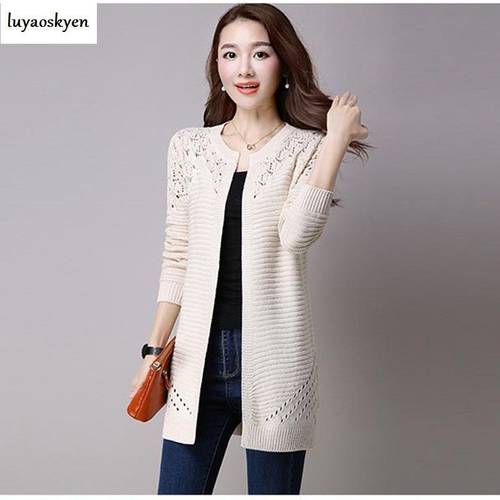 Women Knitted Hollow Out Long Sleeve cardigan Sweater Autumn Ladies Tops Casual Crochet Cardigans Sweaters Outfit Tops WU147