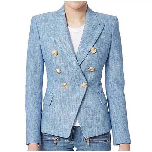 EXCELLENT QUALITY OL Career Blazer for Women Classic Double Breasted Lion Buttons Blazer Jacket Plus size S-XXXL