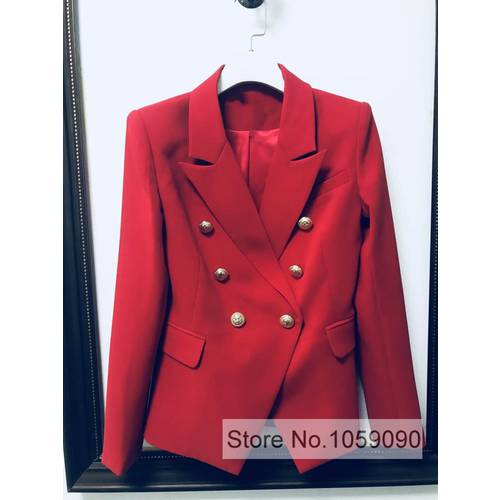 Woman Fashion 2018 Double Breasted Blazer with shoulder PAD Slim Waist Long Sleeved Blazers
