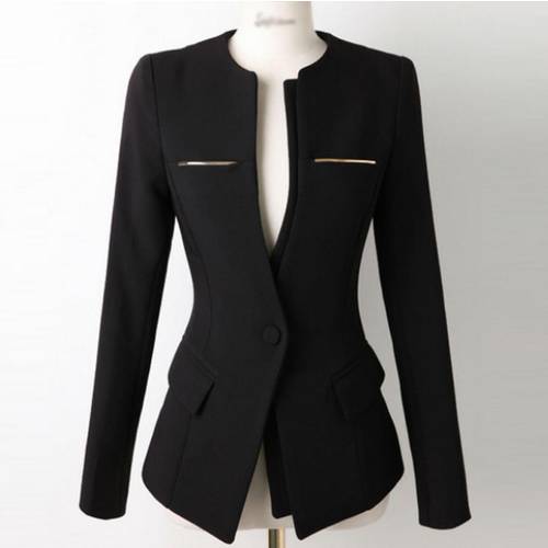Spring autumn OL Fashion Women Slim Blazer Coat Casual Jacket Long Sleeve One Button suit