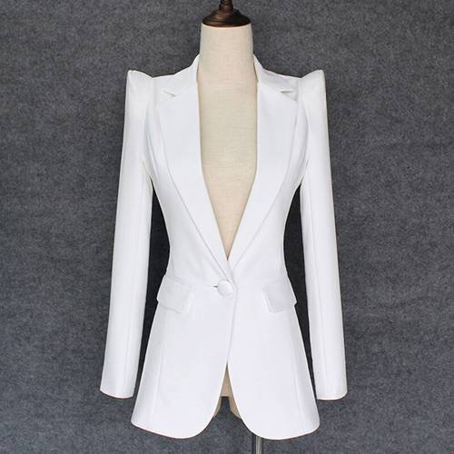 TOP QUALITY 2022 New Stylish Designer Blazer Women&39s Shrug Shoulder Single Button White Blazer Jacket