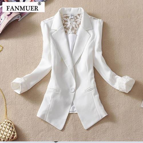 Fanmuer 2020 Female Suit Blazer Elegant Three Quarter Sleeve Blazers Woman Outerwear Women Clothes Summer Jacket