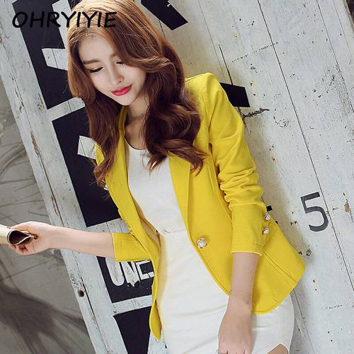 OHRYIYIE Green/Yellow Single Button Ladies Blazers Women 2022 Spring Autumn Women Suit Jackets Blazer Femme Office Tops Coats
