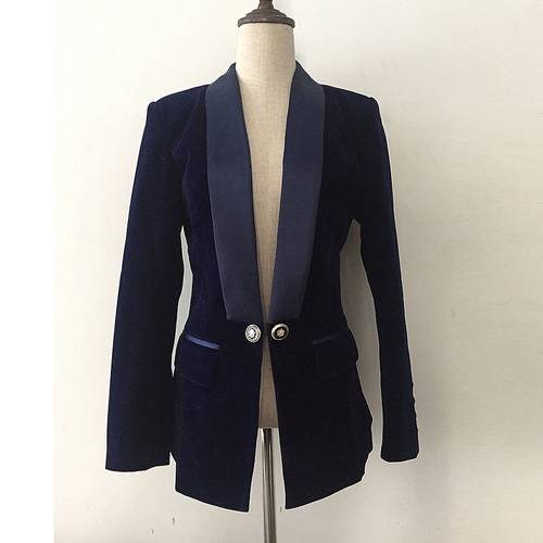 EXCELLENT QUALITY 2022 Stylish Classic Designer Blazer for Women Satin Shawl Collar Velvet Blazer Jacket