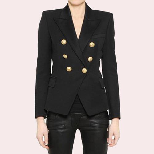 EXCELLENT QUALITY 2020 Stylish Classic Designer Jacket for Women Double Breasted Lion Metal Buttons Blazer Plus Size S-3XL
