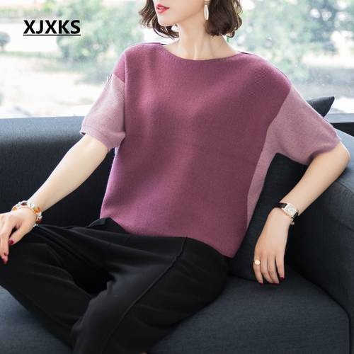 XJXKS Sweaters Fashion 2022 Women Cashmere Pullover Short Sleeve Plus Size Loose Clothing Lady Autumn Top