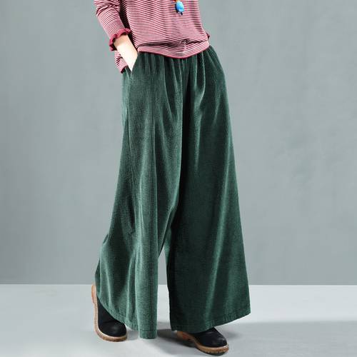 Women Corduroy Pants 2022 New Spring Autumn Retro Loose Casual Wide Leg Trousers Ladies Simple Long All-match Pants