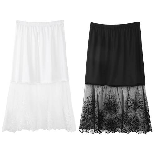 Lace Half Slip Skirts Extender Elastic Waist A-line Hollow Petticoat Underskirt