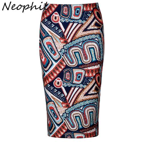 Neophil 2022 Summer Bohemian Bobo Ethnic Floral Print Midi Pencil Skirts Slim High Waist Bodycon Wrap Office Casual Saias S1231