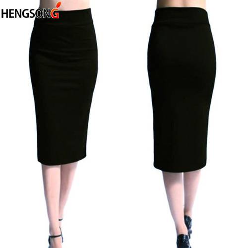 New Ladies Office Stretch Bodycon Midi Skirt Women Pencil Skirt Female High Waist Mid-Calf Skirt Slim XL