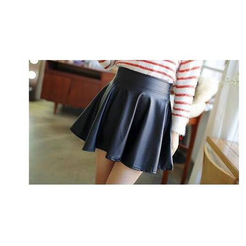1pcs/lot european style woman fashion faux leather skirt Pleated Short Mini Skirt 4size 4color